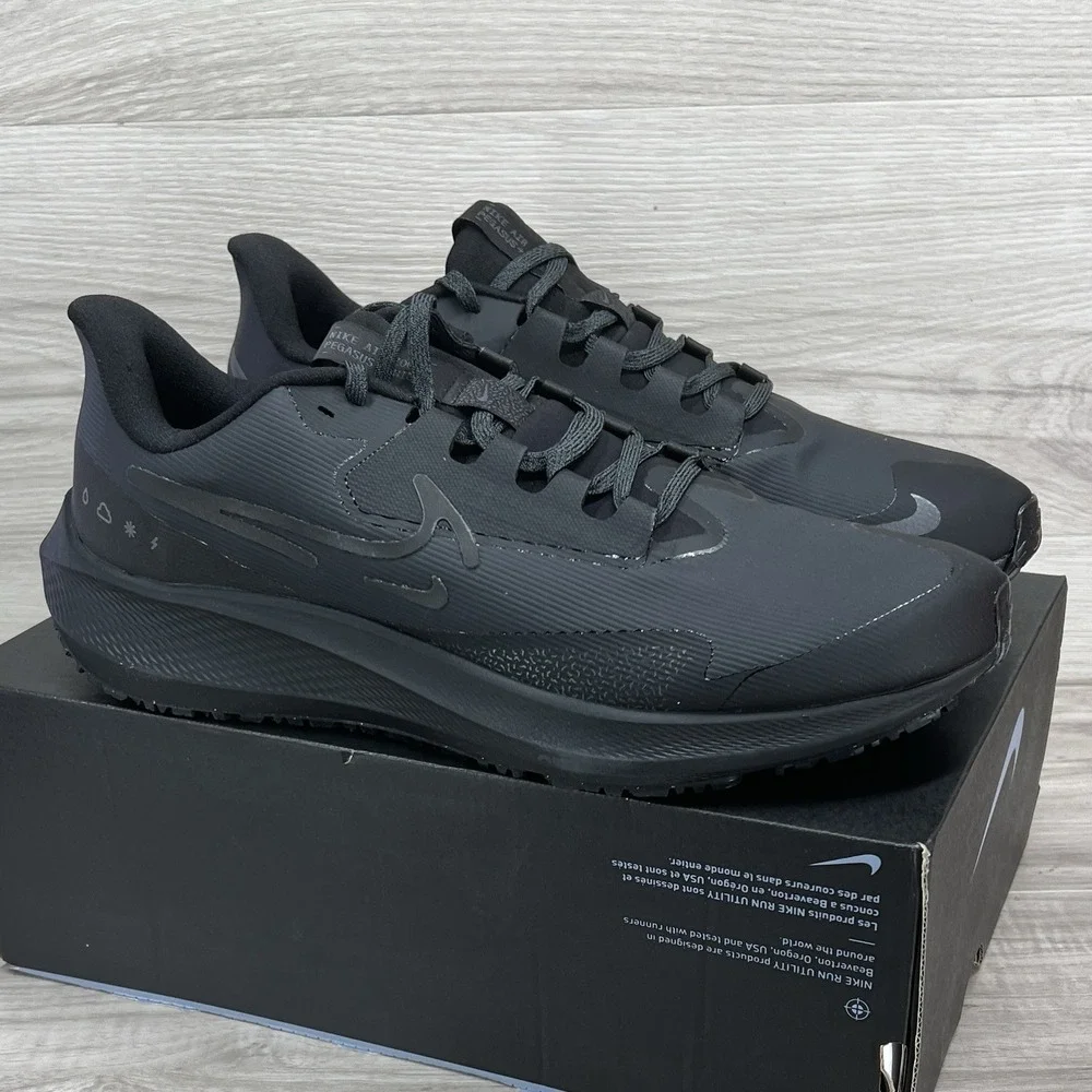 Nike Air Zoom Pegasus 39 Shield Men's Size 12 Black Athletic Shoes DO7625 001